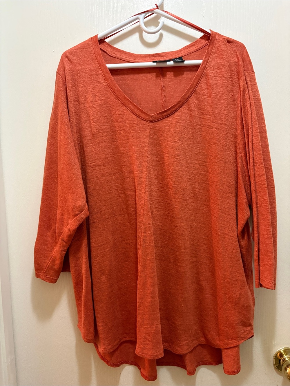 Tahari Burnt Orange V-Neck Long Sleeve Tunic